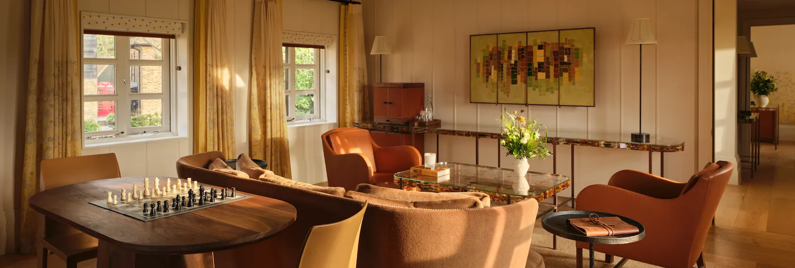 Gardeners West suite living room interior at Coworth Park