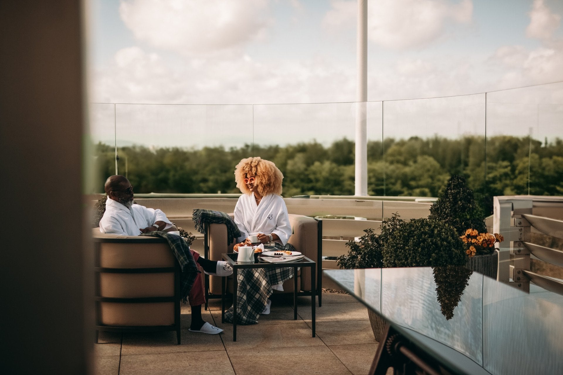 The terrace in the Penthouse suite at 45 Park Lane. 