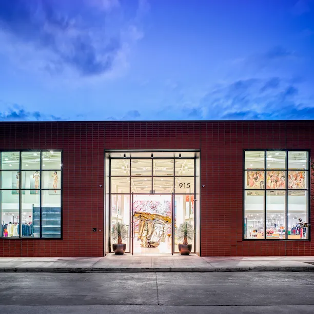 Store front of Just One Eye Store at sunset