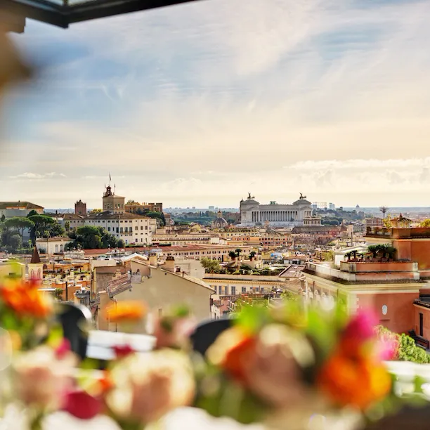 Panorama di Roma con l'Altare della Patria visto da La Terrazza a Hotel Eden
