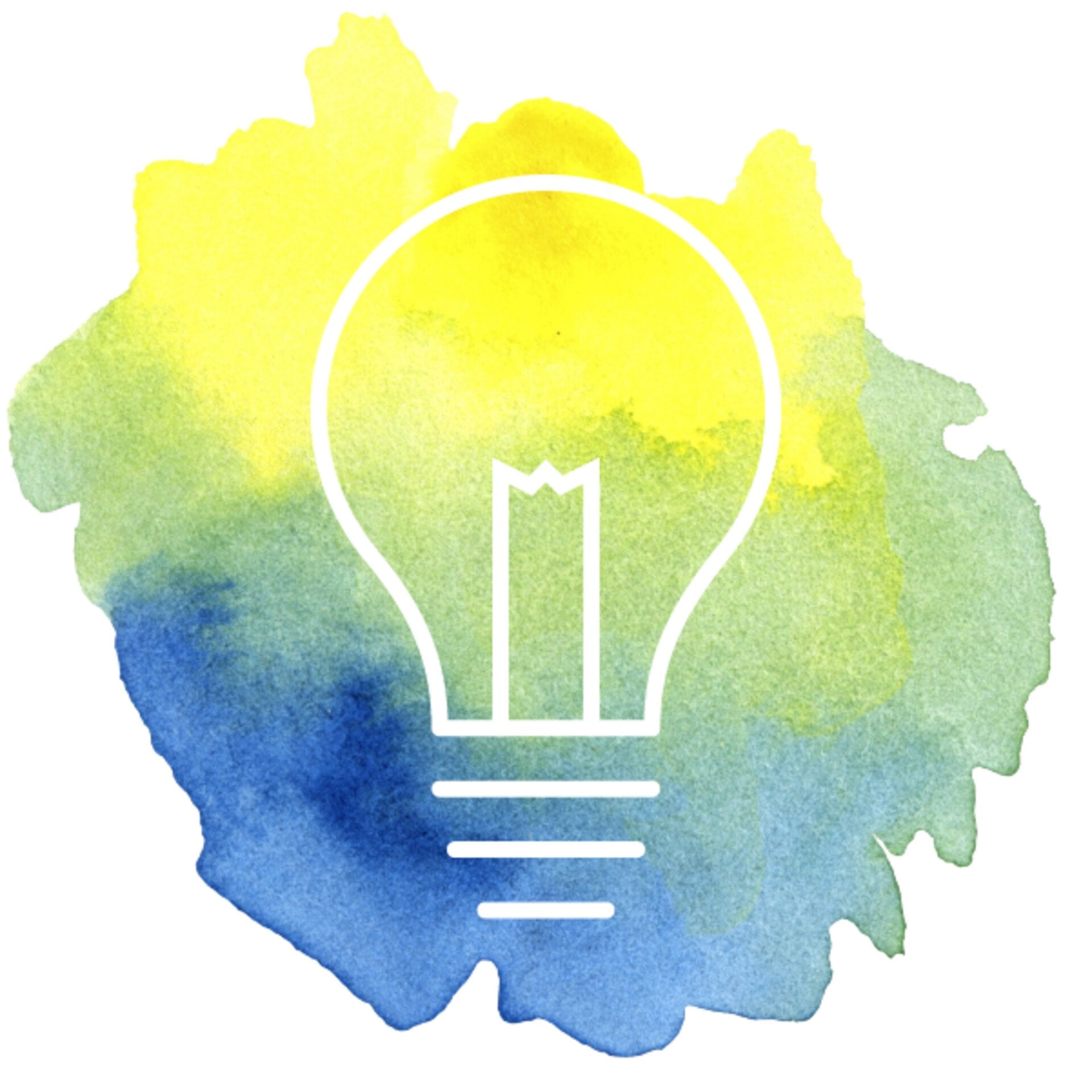 Lightbulb icon against watercolour background