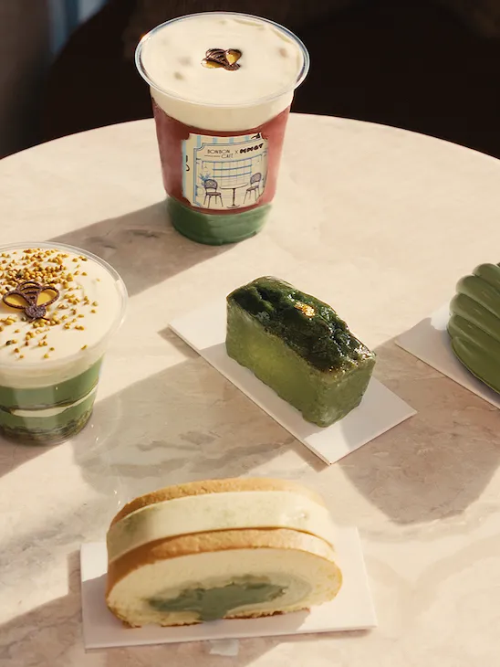 the selection of products for the Knot and Bonbon Cafe collab