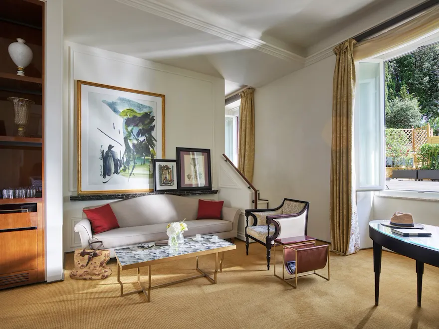 Aurora Terrace suite living room at Hotel Eden