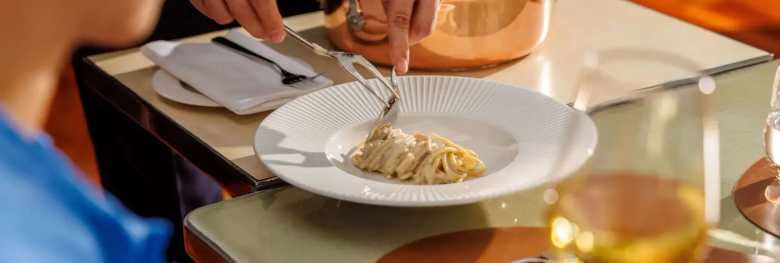 Cacio e Pepe at Il Giardino Ristorante, served directly at the table.