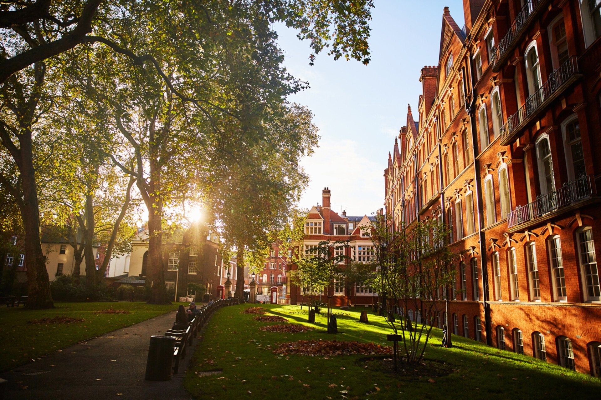 Sunny Mount Street Gardens in Autumn, London 