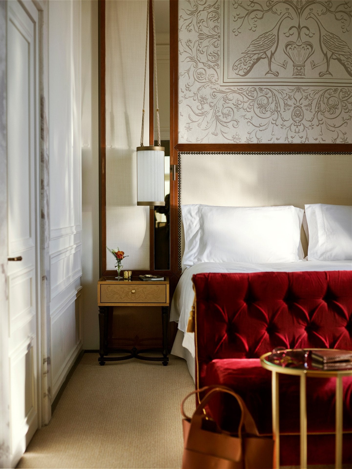 Dettaglio della camera da letto della Suite Dolce Vita a Hotel Eden Roma
