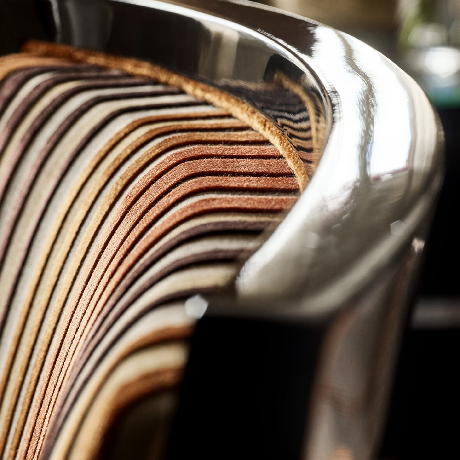 Detail of striped chair fabric in Duplex suite at Hôtel Plaza Athénée, Paris