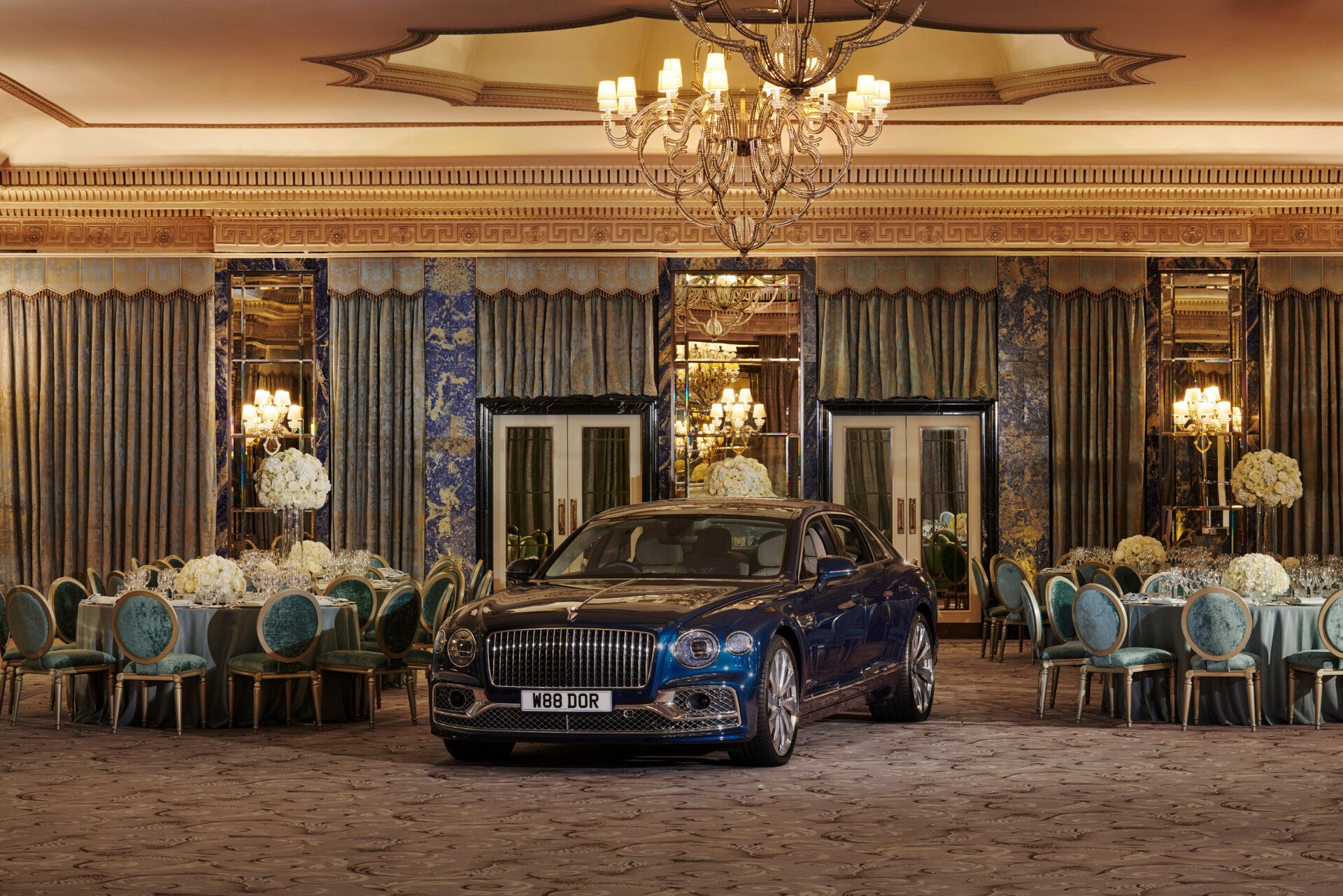 The Dorchester Ballroom set up for a beautiful evening event