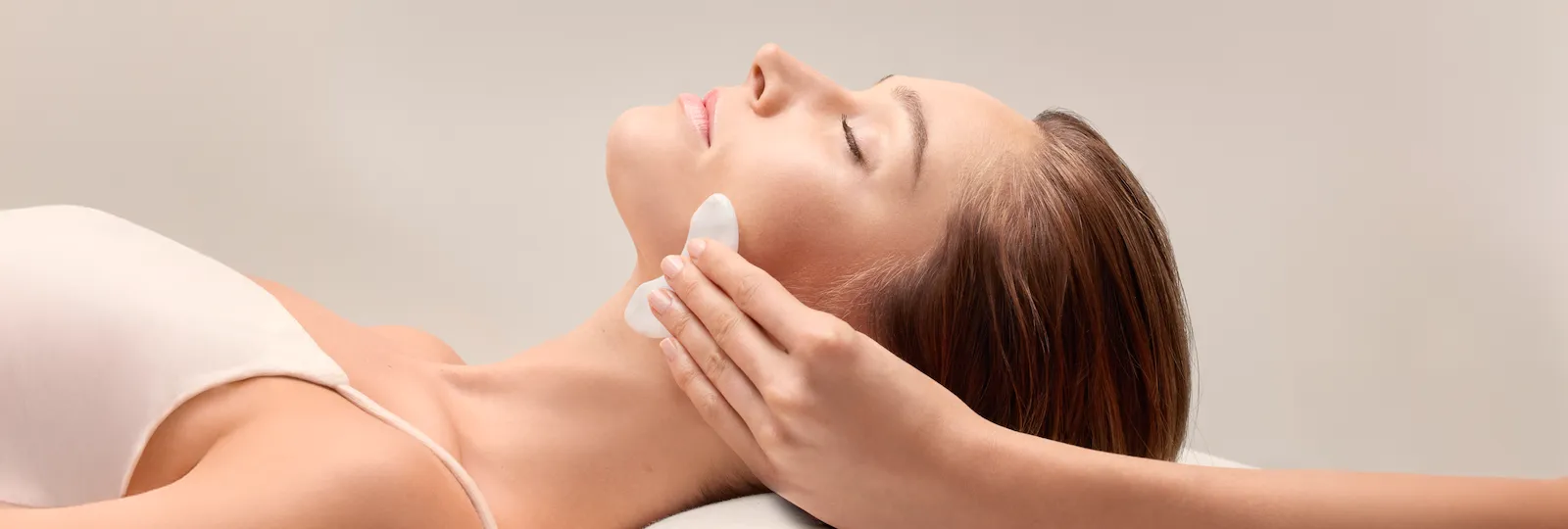 La Prairie treatment being done on a female model
