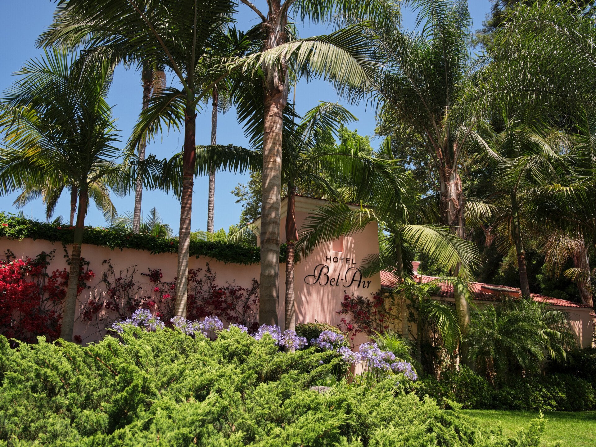 Exterior signage at Hotel Bel-Air, Los Angeles