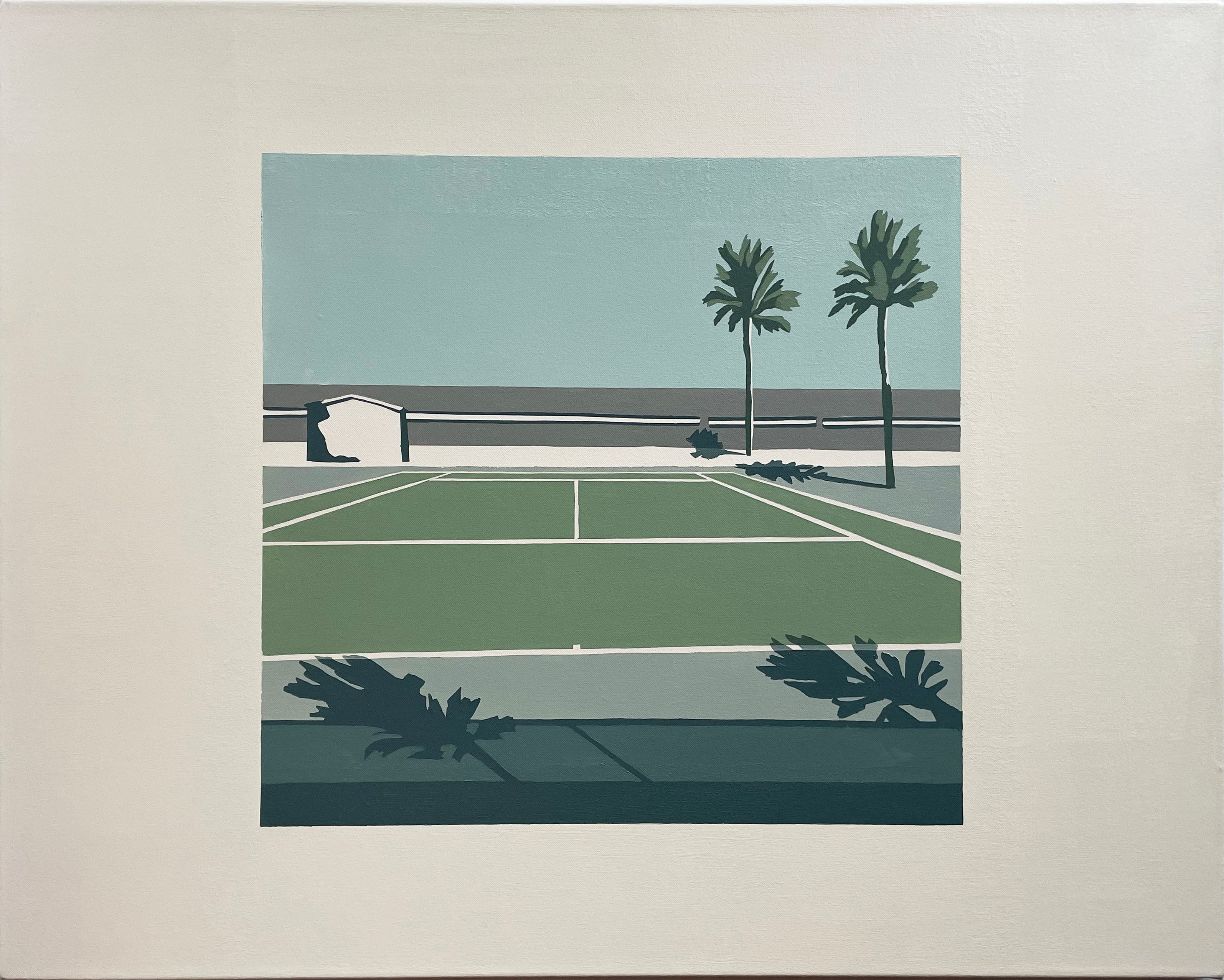 Painting by Mauro Baio depicting a tennis court