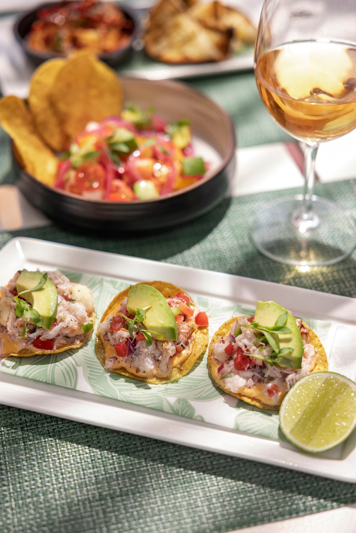 Artisan tacos served poolside at Cabana Cafe