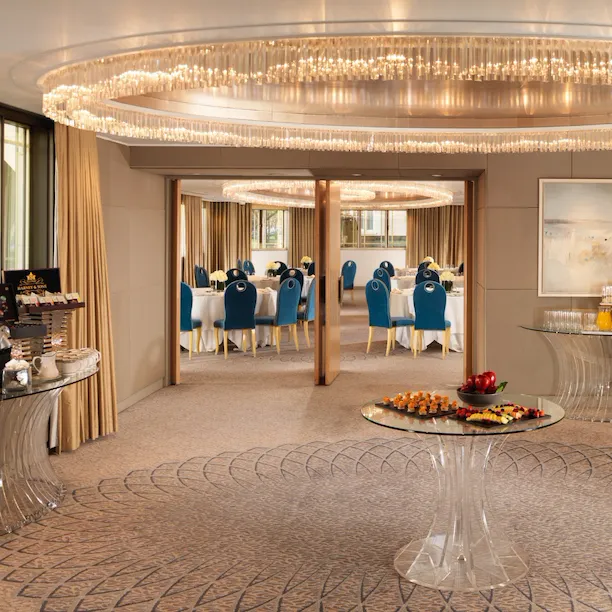 The Dorchester- Crystal Suite Ante Room -refreshments setup,