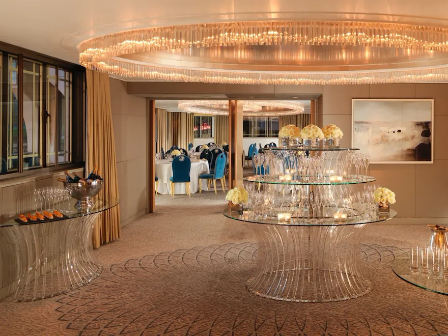 The Dorchester- Crystal Suite Ante Room - pre-dinner reception setup,