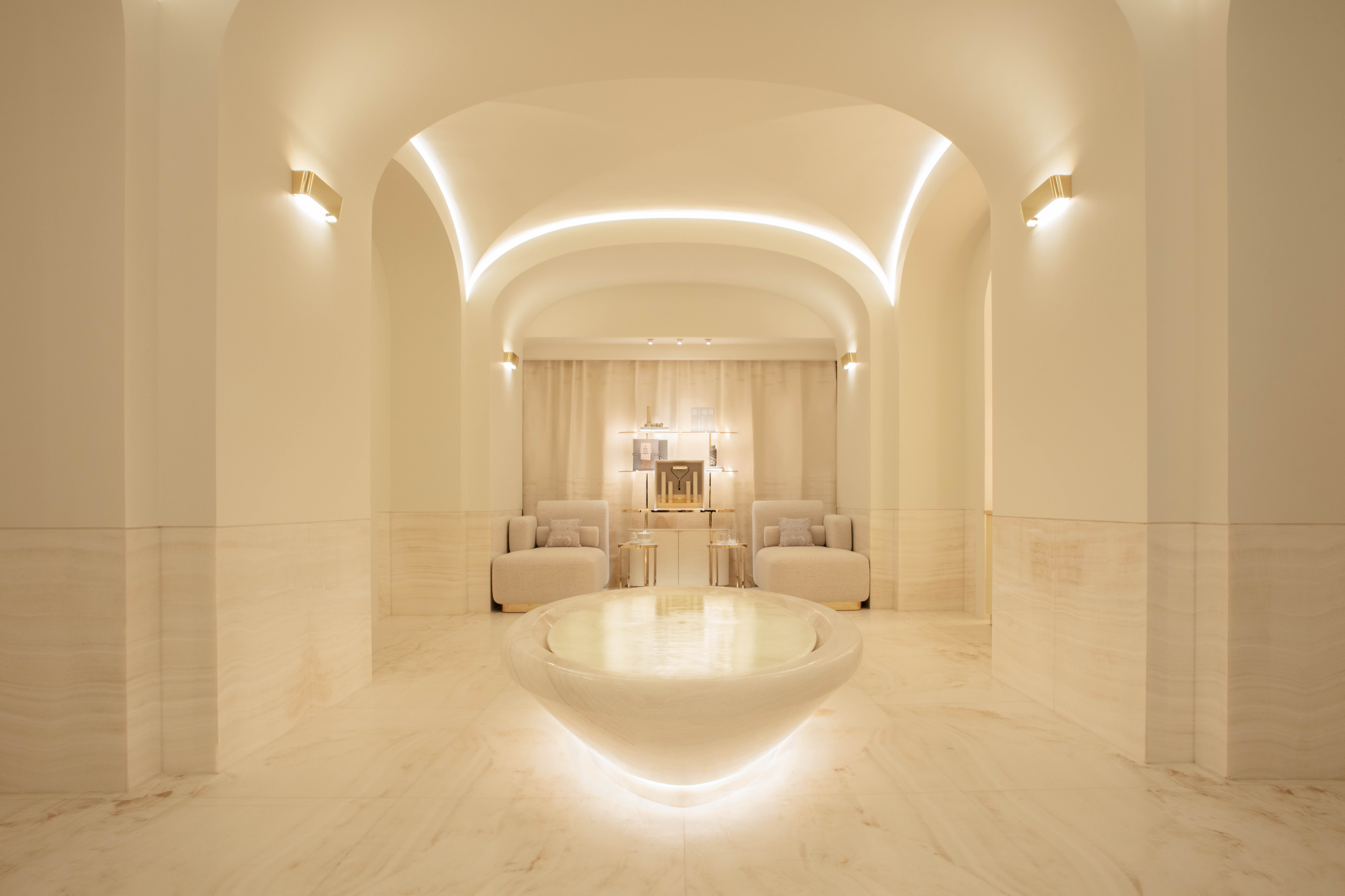 Sala de descanso do Spa Dior do hotel Plaza Athenée