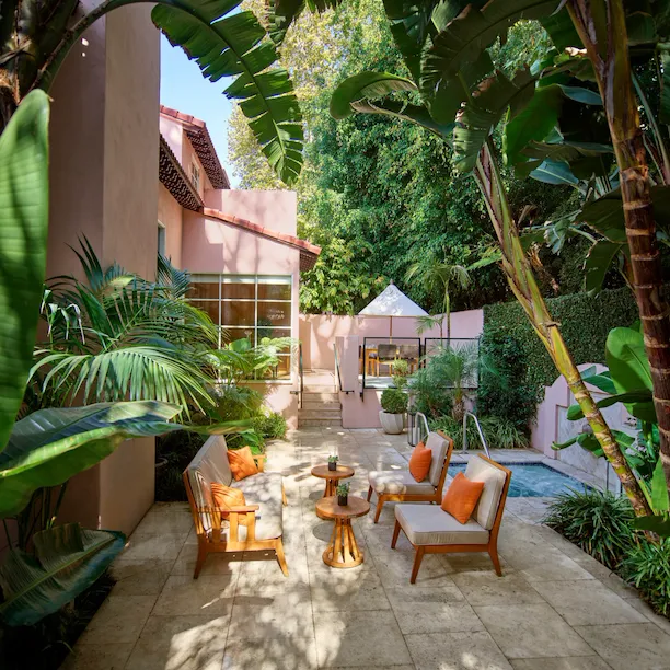 Private back patio of Presidential Suite with jacuzzi