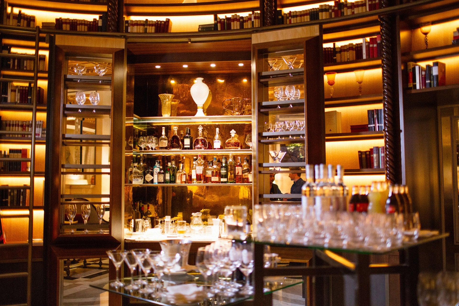 Cocktail party with open secret bar at La Libreria at Hotel Eden, Rome