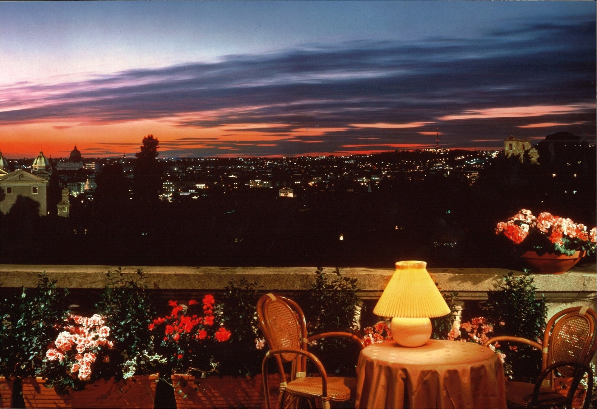 panoramic view at sunset form Il Giardino in the 60s