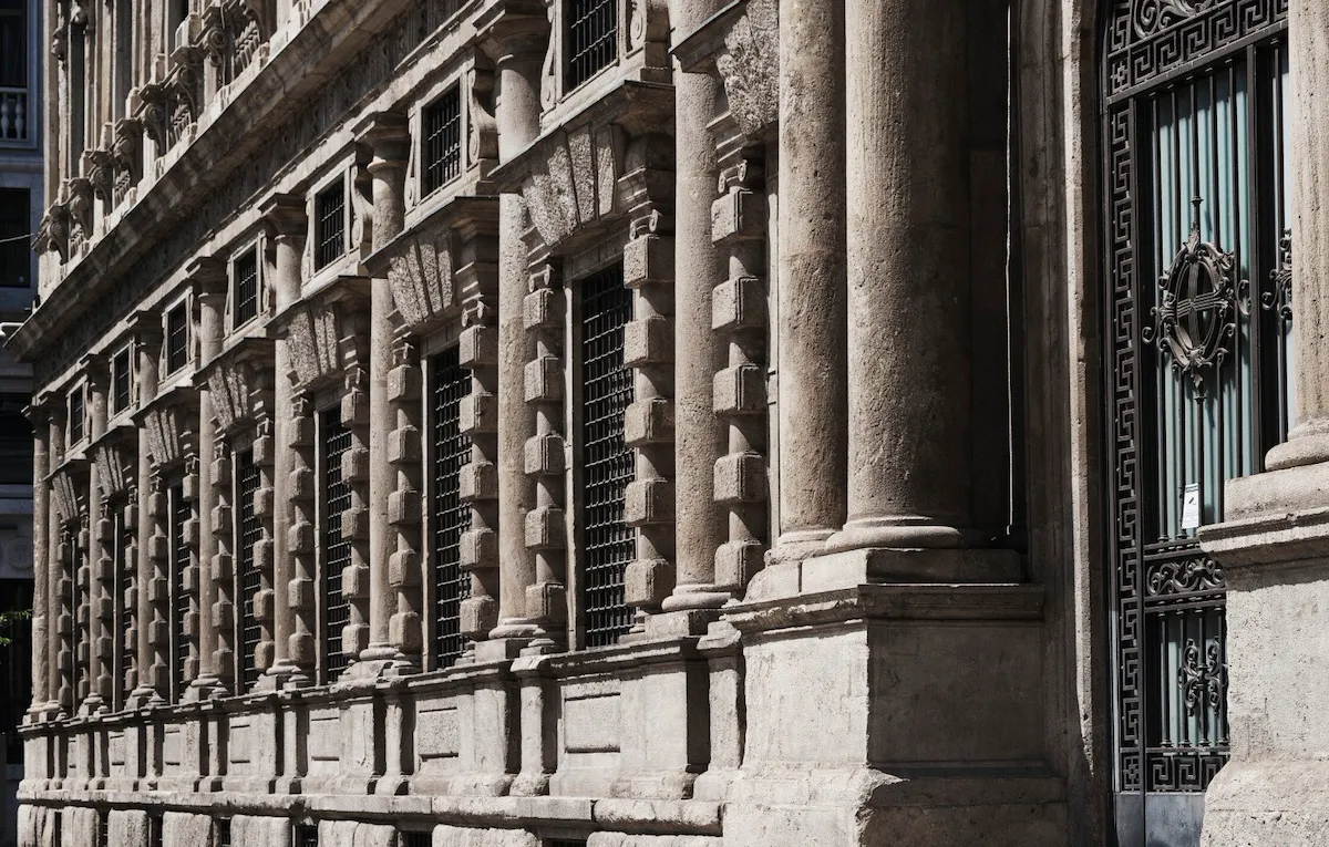 Detail of the entrance of Palazzo Marino