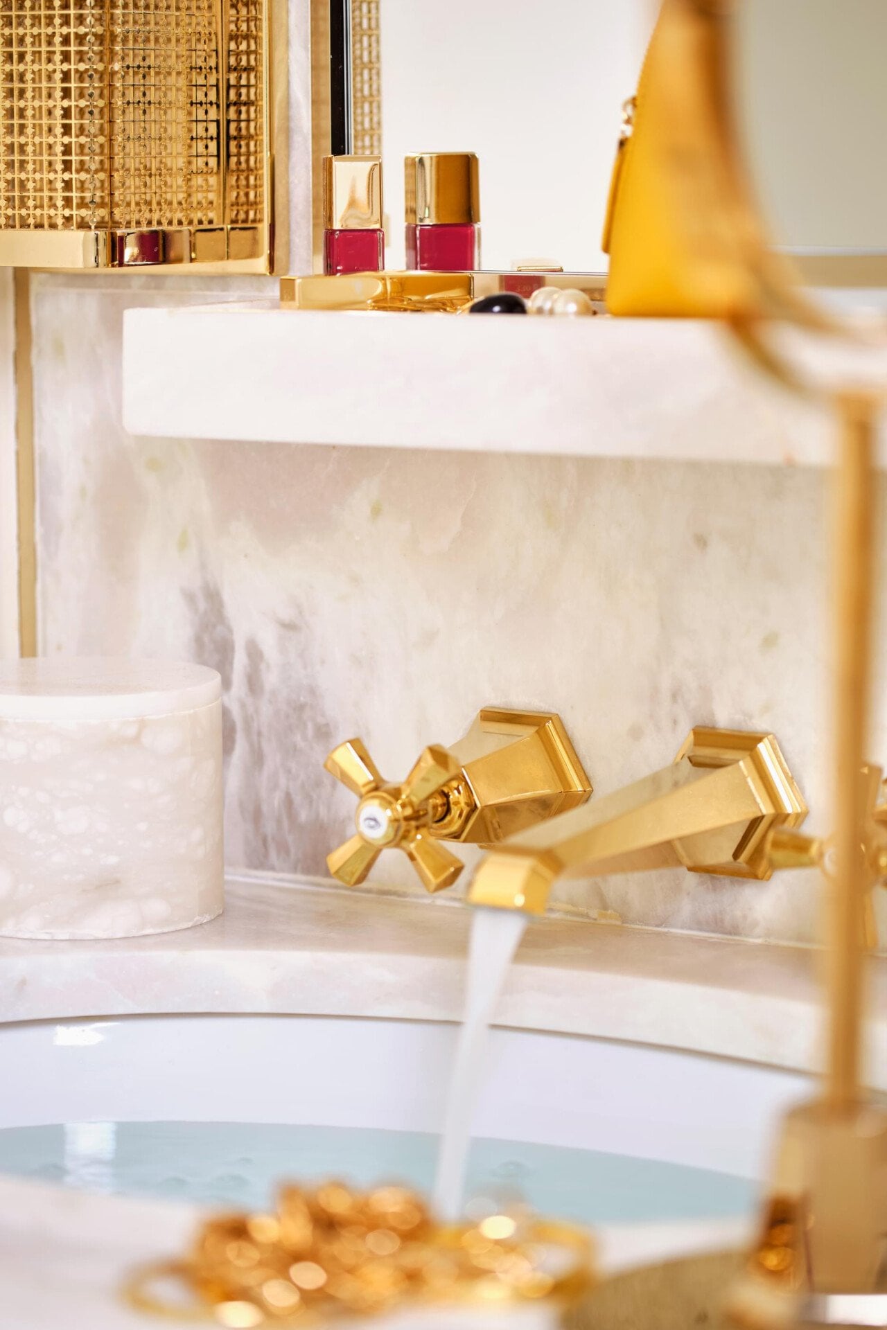 Detail of sink area in  a guest room bathroom at Hotel Eden Rome