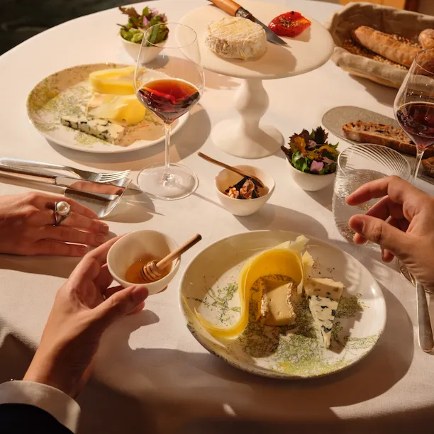 Cheese and wine course at Alain Ducasse at The Dorchester