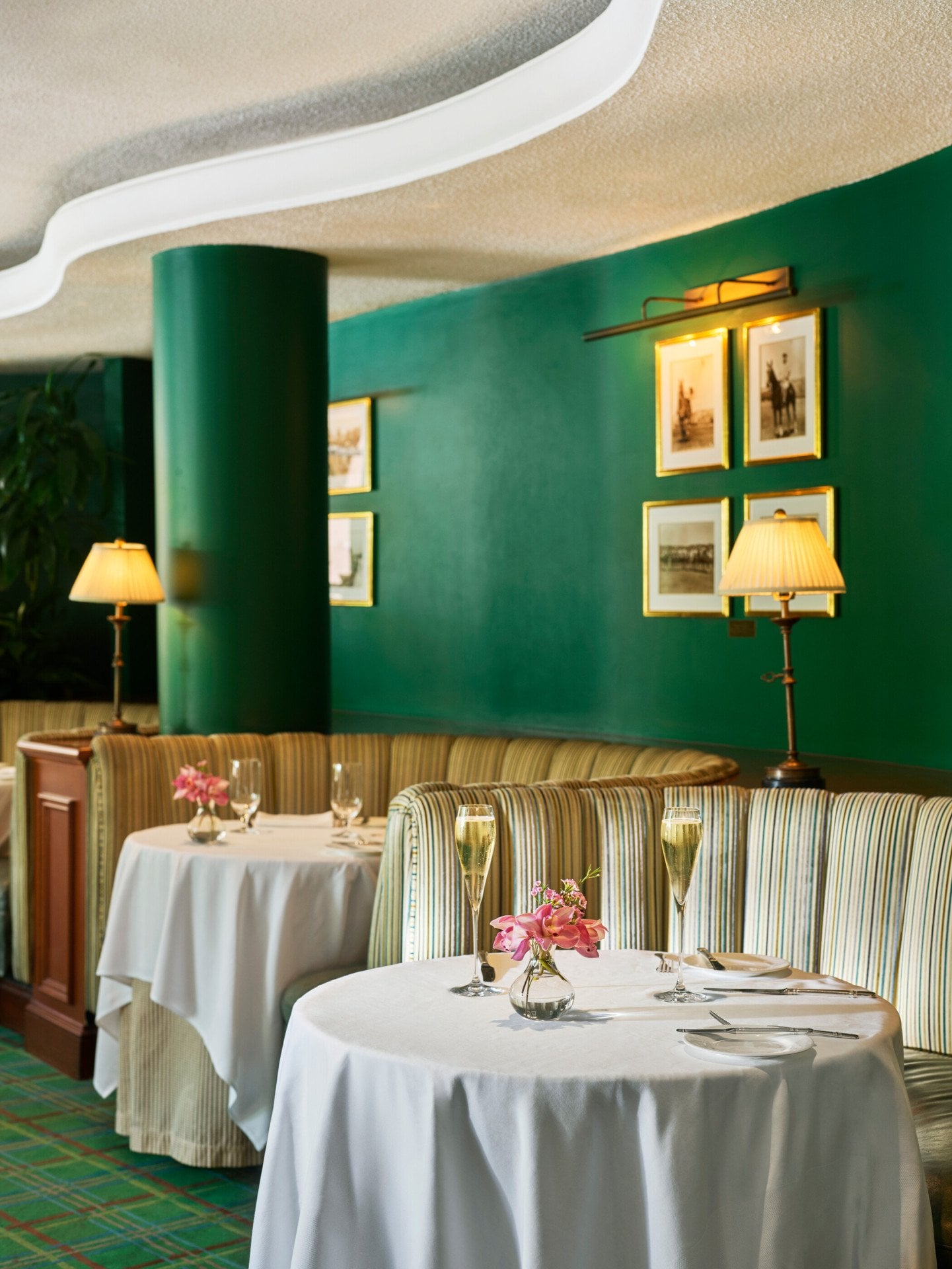 Polo Lounge booths with champagne 