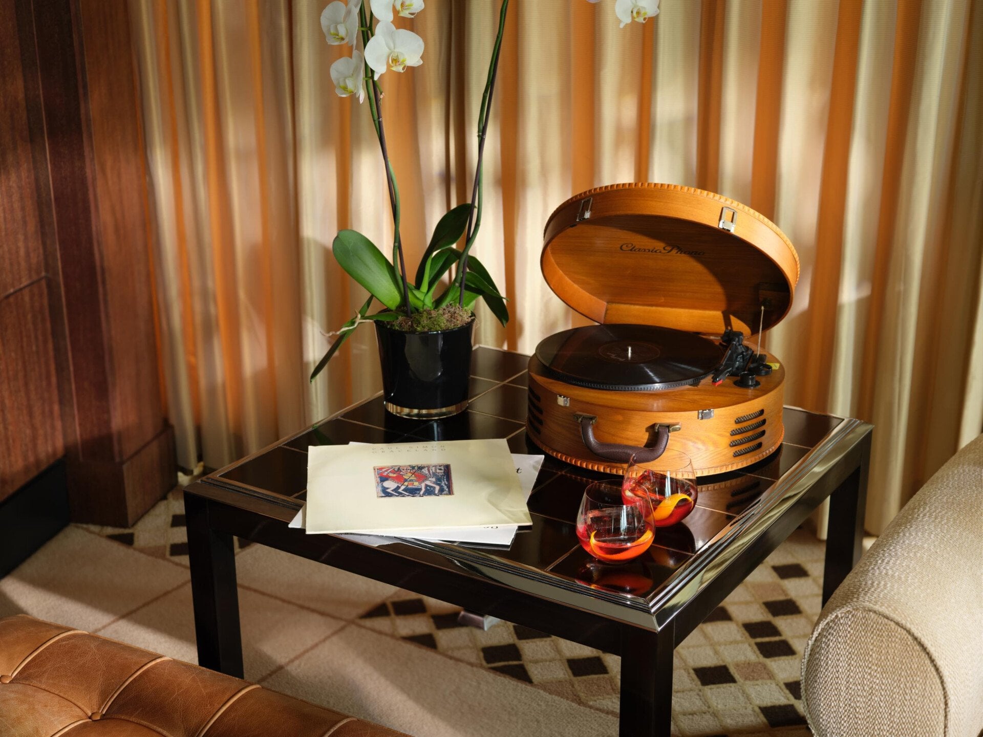 The Penthouse terrace suite in eventing light at 45 Park Lane