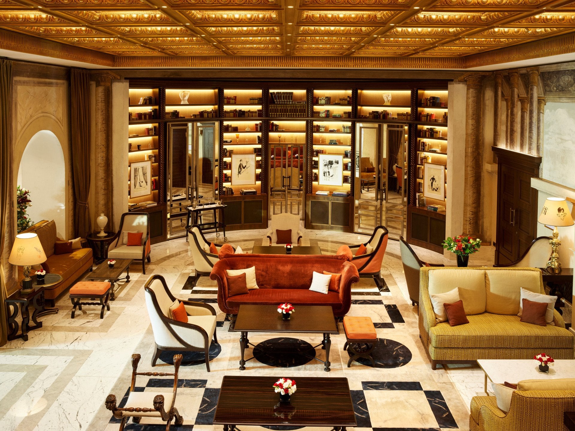La Libreria lobby lounge at Hotel Eden, Rome