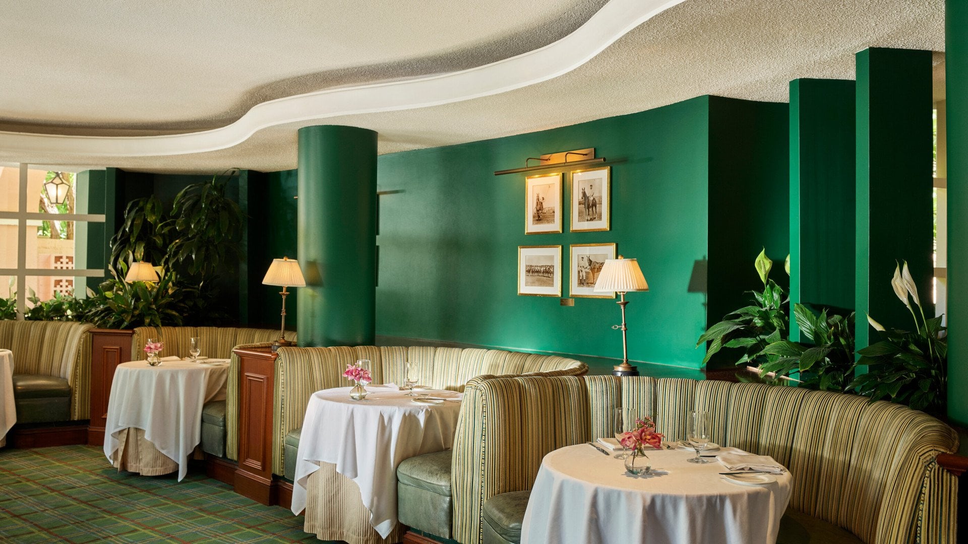 Booths in the Polo Lounge at The Beverly Hills Hotel 