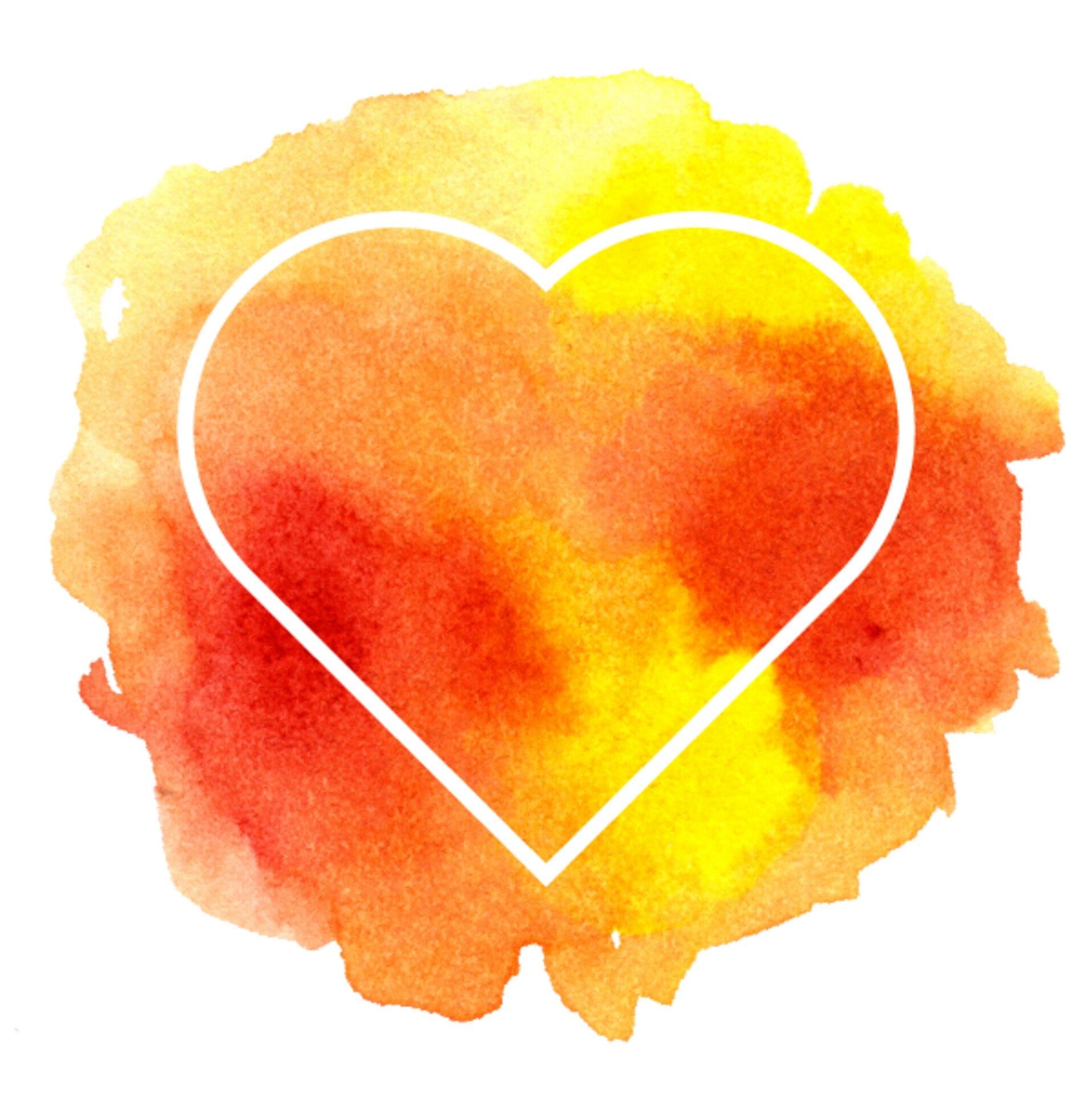 Heart icon against watercolour background