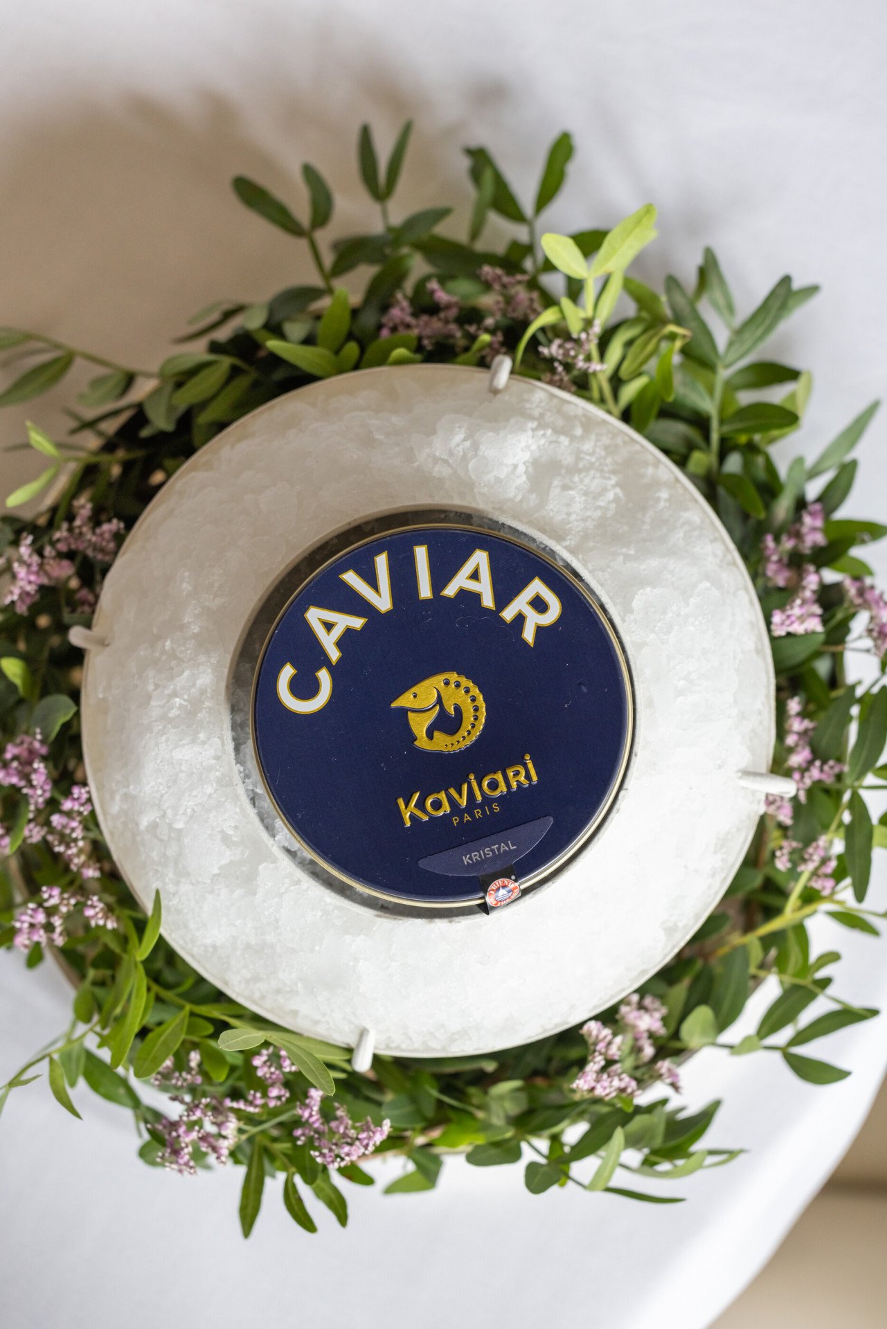 Top view of Kaviari caviar at Restaurant le Meurice Alain Ducasse, Paris - Dorchester Collection