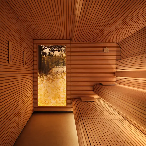 Sauna interior at Coworth Park, Ascot