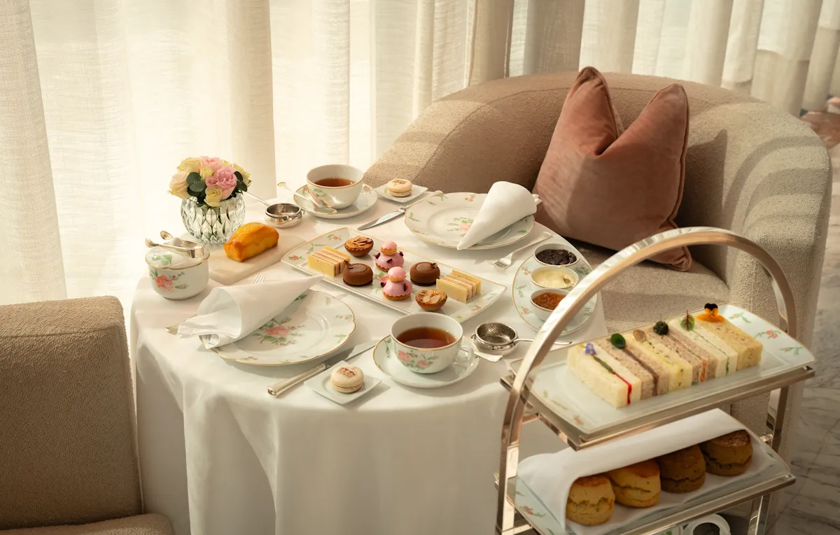 The afternoon tea set up in one of the tables in The Gallery.