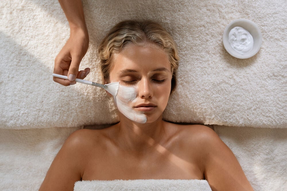 Person having Spa Treatment Facial Mask Application at The Spa at Coworth Park
